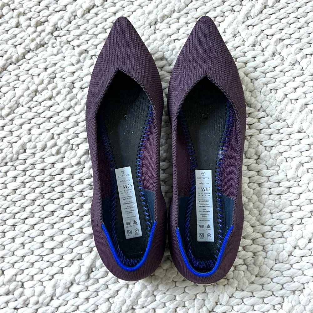 ROTHYS The Point Pointed Toe Flats Port Purple *Retired* Womens Size 6.5 EUC
